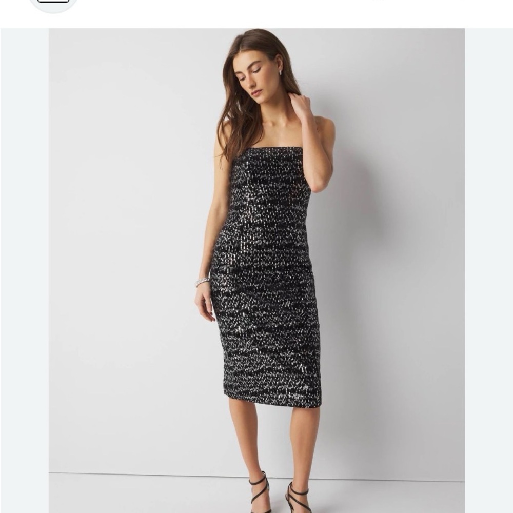 White House Black Market Strapless Sequined Dress